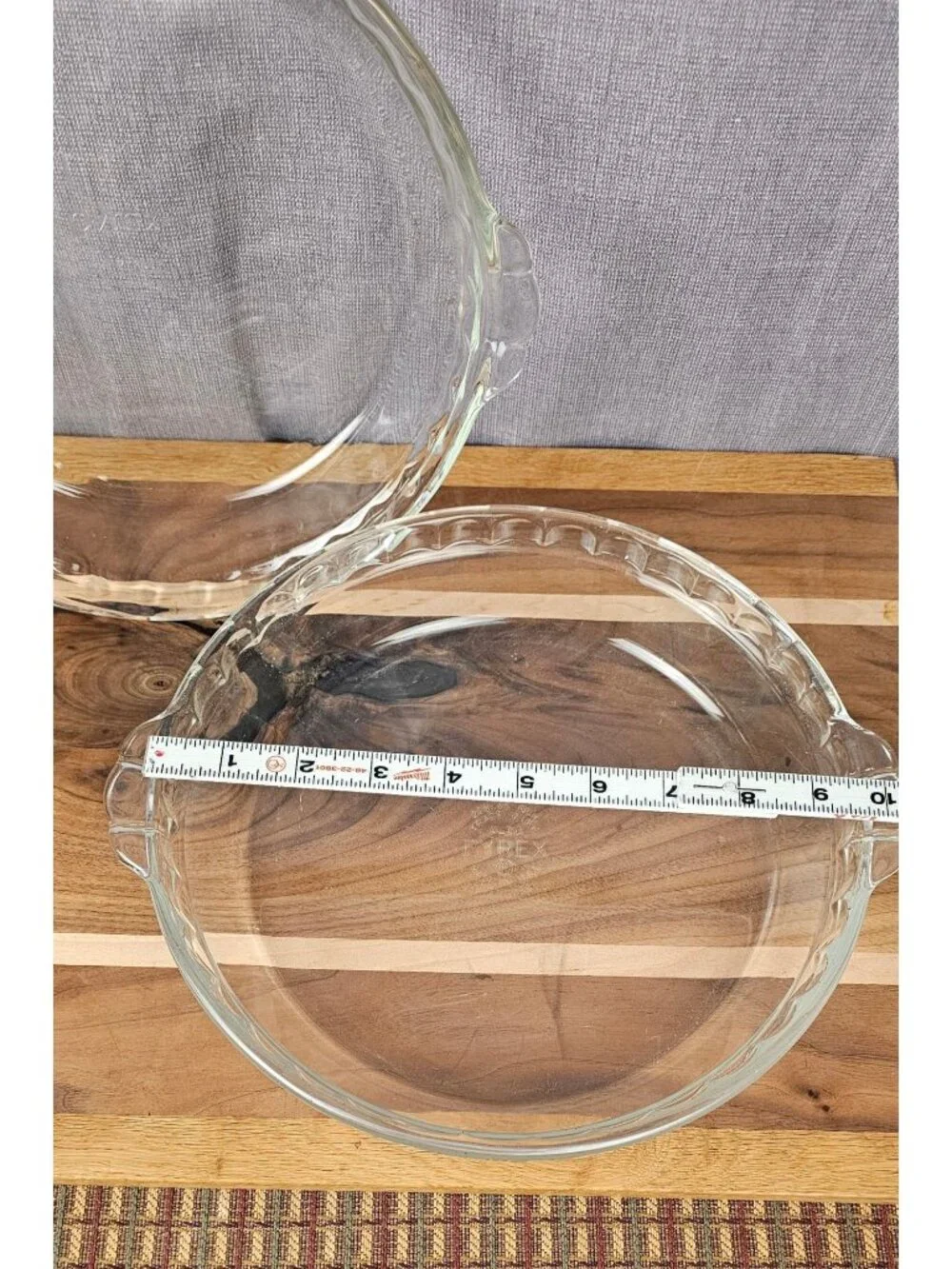 Pyrex Clear Glass Pie Dish Set Of 2 With Handles 9.5-Inch Vintage Bakeware Made